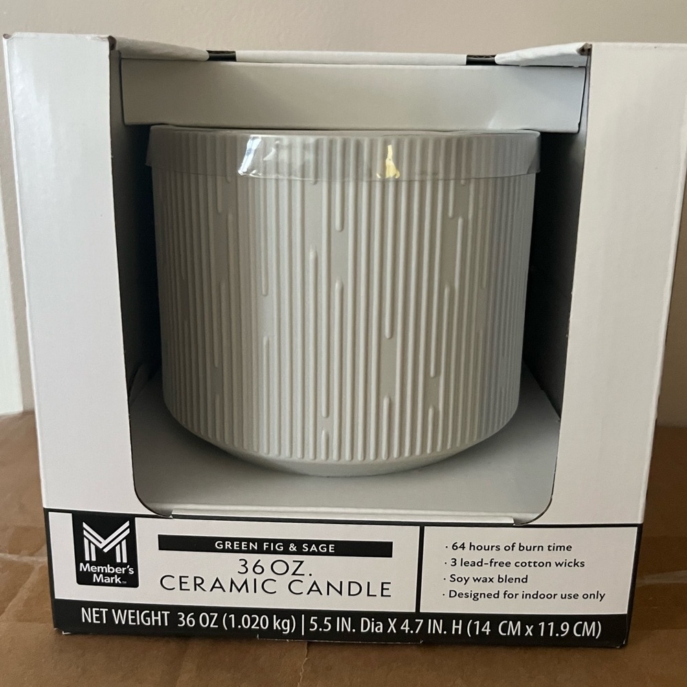 NIB Members Mark 3 wick Candle Green Fig and Sage
